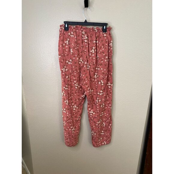 Old Navy Womens Pink Floral-Print Elastic Waist Wide-Leg Pants M Lightweight - Picture 4 of 7